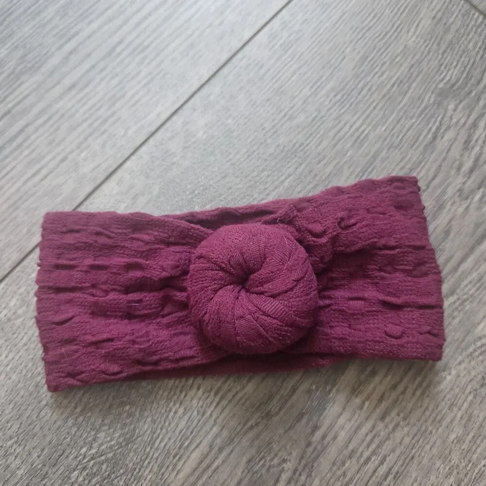 ​LOT OF 3 Baby Bling Bows Headbands Football Cream Pom Maroon Cable Knit Infant
